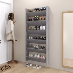 vidaXL Wall Shoe Cabinet Shoe Rack Hall Shoe Storage Cupboard Engineered Wood - concrete grey, 2 pcs/ 90 cm/ 80 cm