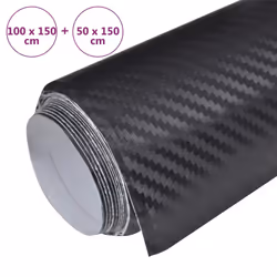 vidaXL Car Film Matt 3D Water-Resistant Wrap Sticker Sheet Protection Film - black, 100 x 150 cm + 50 x 150 cm/ 2 pcs
