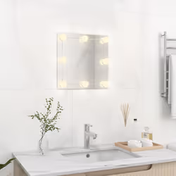 vidaXL Wall Mirror with LED Lights Square Glass Wall-Mounted Makeup Mirror - Additional view 2