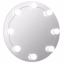 vidaXL Wall Mirror with LED Lights Round Glass Wall-Mounted Makeup Mirror