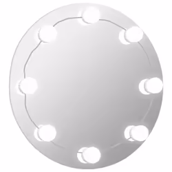vidaXL Wall Mirror with LED Lights Round Glass Wall-Mounted Makeup Mirror