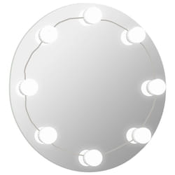 vidaXL Wall Mirror with LED Lights Round Glass Wall-Mounted Makeup Mirror