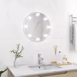vidaXL Wall Mirror with LED Lights Round Glass Wall-Mounted Makeup Mirror - Additional view 4
