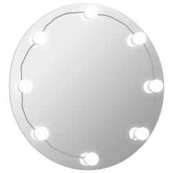 vidaXL Wall Mirror with LED Lights Round Glass Wall-Mounted Makeup Mirror