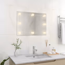 vidaXL Wall Frameless Mirror with LED Lights Rectangular Glass Makeup Mirror - Additional view 2