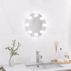 vidaXL Wall Frameless Mirror with LED Lights Round Glass Wall-Mounted Mirror - Additional view 2