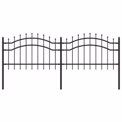 vidaXL Garden Fence with Spear Top Black Powder-coated Steel Fence Multi Sizes - 115 cm