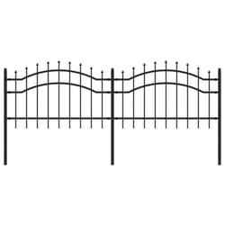 vidaXL Garden Fence with Spear Top Black Powder-coated Steel Fence Multi Sizes - 115 cm