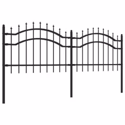 vidaXL Garden Fence with Spear Top Black Powder-coated Steel Fence Multi Sizes - 115 cm