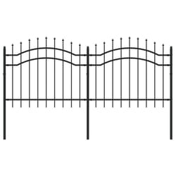 vidaXL Garden Fence with Spear Top Black Powder-coated Steel Fence Multi Sizes - 140 cm