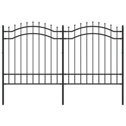 vidaXL Garden Fence with Spear Top Black Powder-coated Steel Fence Multi Sizes - 165 cm