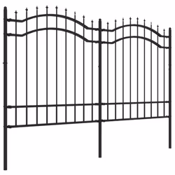 vidaXL Garden Fence with Spear Top Black Powder-coated Steel Fence Multi Sizes - 165 cm - Additional view 2