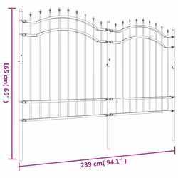 vidaXL Garden Fence with Spear Top Black Powder-coated Steel Fence Multi Sizes - 165 cm - Additional view 3