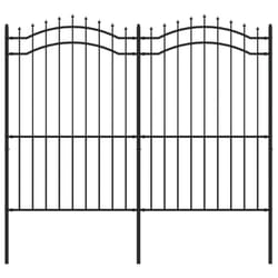 vidaXL Garden Fence with Spear Top Black Powder-coated Steel Fence Multi Sizes - 222 cm