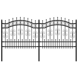 vidaXL Garden Fence with Spear Top Black Powder-coated Steel Fence Multi Sizes - 240 x 140 cm