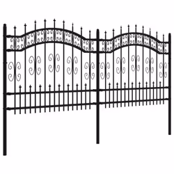 vidaXL Garden Fence with Spear Top Black Powder-coated Steel Fence Multi Sizes - 240 x 140 cm - Additional view 2
