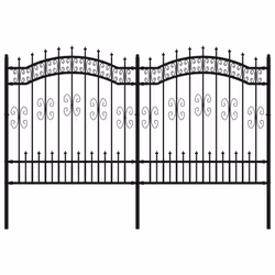 vidaXL Garden Fence with Spear Top Black Powder-coated Steel Fence Multi Sizes - 240 x 165 cm