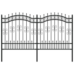 vidaXL Garden Fence with Spear Top Black Powder-coated Steel Fence Multi Sizes - 240 x 165 cm