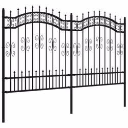 vidaXL Garden Fence with Spear Top Black Powder-coated Steel Fence Multi Sizes - 240 x 165 cm
