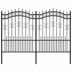 vidaXL Garden Fence with Spear Top Black Powder-coated Steel Fence Multi Sizes - 240 x 190 cm