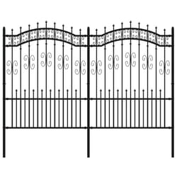 vidaXL Garden Fence with Spear Top Black Powder-coated Steel Fence Multi Sizes - 240 x 190 cm