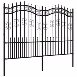 vidaXL Garden Fence with Spear Top Black Powder-coated Steel Fence Multi Sizes - 240 x 190 cm