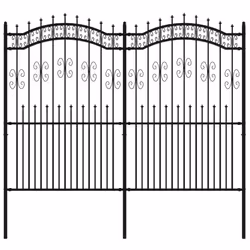 vidaXL Garden Fence with Spear Top Black Powder-coated Steel Fence Multi Sizes - 240 x 222 cm