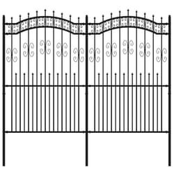 vidaXL Garden Fence with Spear Top Black Powder-coated Steel Fence Multi Sizes - 240 x 222 cm