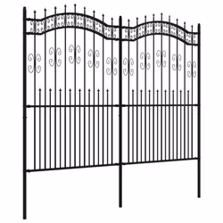 vidaXL Garden Fence with Spear Top Black Powder-coated Steel Fence Multi Sizes - 240 x 222 cm