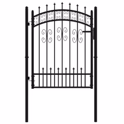 vidaXL Fence Gate with Spear Top Black Powder-coated Steel Fence Multi Sizes - 103 x 175 cm