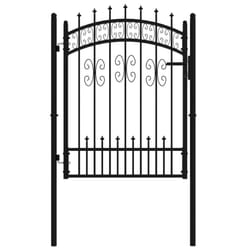 vidaXL Fence Gate with Spear Top Black Powder-coated Steel Fence Multi Sizes - 103 x 175 cm