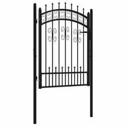 vidaXL Fence Gate with Spear Top Black Powder-coated Steel Fence Multi Sizes - 103 x 175 cm