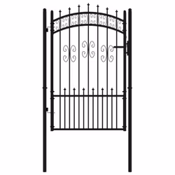 vidaXL Fence Gate with Spear Top Black Powder-coated Steel Fence Multi Sizes - 103 x 200 cm