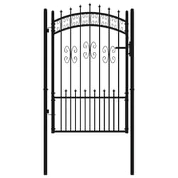vidaXL Fence Gate with Spear Top Black Powder-coated Steel Fence Multi Sizes - 103 x 200 cm