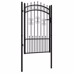 vidaXL Fence Gate with Spear Top Black Powder-coated Steel Fence Multi Sizes - 103 x 200 cm