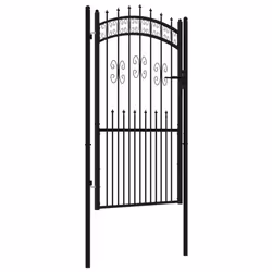 vidaXL Fence Gate with Spear Top Black Powder-coated Steel Fence Multi Sizes - 103 x 225 cm - Additional view 2