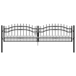 vidaXL Fence Gate with Spear Top Black Powder-coated Steel Fence Multi Sizes - 305 x 120 cm