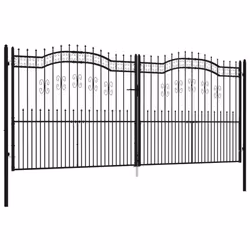 vidaXL Fence Gate with Spear Top Black Powder-coated Steel Fence Multi Sizes - 406 x 223 cm - Additional view 2