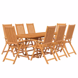 vidaXL Solid Wood Acacia Garden Dining Set 9 Piece Dinner Table and Chair - Additional view 2