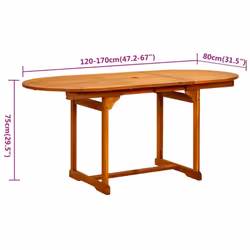 vidaXL Solid Wood Acacia Garden Dining Set Table 5/7 Piece Oval/Rectangular - Oval, 6 piece - Additional view 8