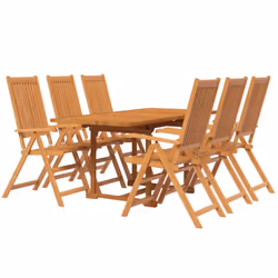 vidaXL Solid Wood Acacia Garden Dining Set 7 Piece Dinner Table and Chair - Additional view 2