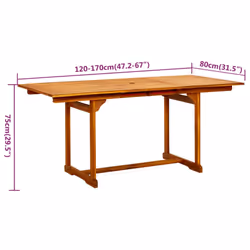 vidaXL Solid Wood Acacia Garden Dining Set 7 Piece Dinner Table and Chair - Additional view 3