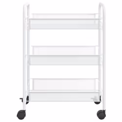 vidaXL 3-Tier Kitchen Trolley White Iron Organiser Home Bathroom Serving Cart
