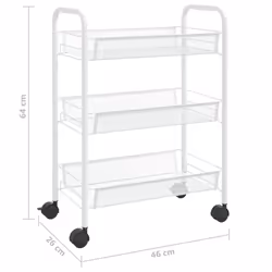 vidaXL 3-Tier Kitchen Trolley White Iron Organiser Home Bathroom Serving Cart - Additional view 6