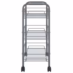 vidaXL 3-Tier Kitchen Trolley Grey Iron Organiser Home Bathroom Serving Cart