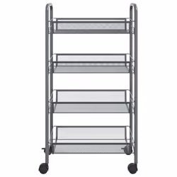 vidaXL 4-Tier Kitchen Trolley Grey Iron Organiser Home Bathroom Serving Cart