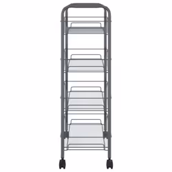vidaXL 4-Tier Kitchen Trolley Grey Iron Organiser Home Bathroom Serving Cart