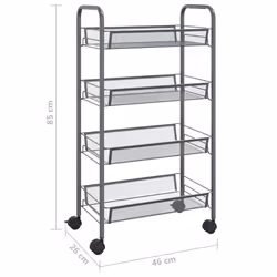 vidaXL 4-Tier Kitchen Trolley Grey Iron Organiser Home Bathroom Serving Cart - Additional view 6