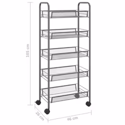 vidaXL 5-Tier Kitchen Trolley Iron Home Serving Cart Multi Colours Multi Sizes - grey