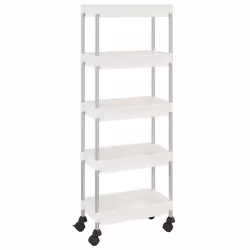 vidaXL 5-Tier Kitchen Trolley Iron and ABS Bathroom Serving Kart Multi Colours - white